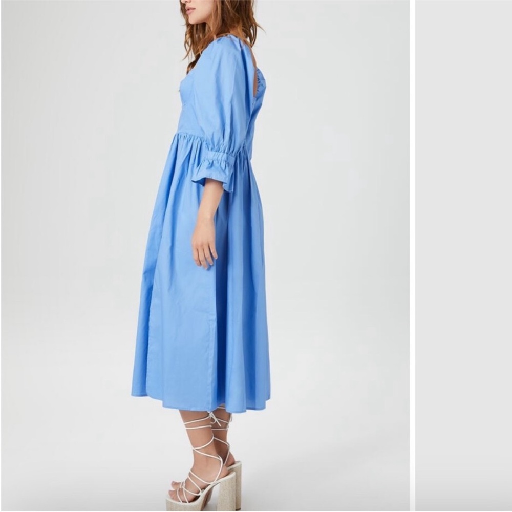 New Forever21 Blue Puff-Sleeve Midi Dress - Picture 4 of 9